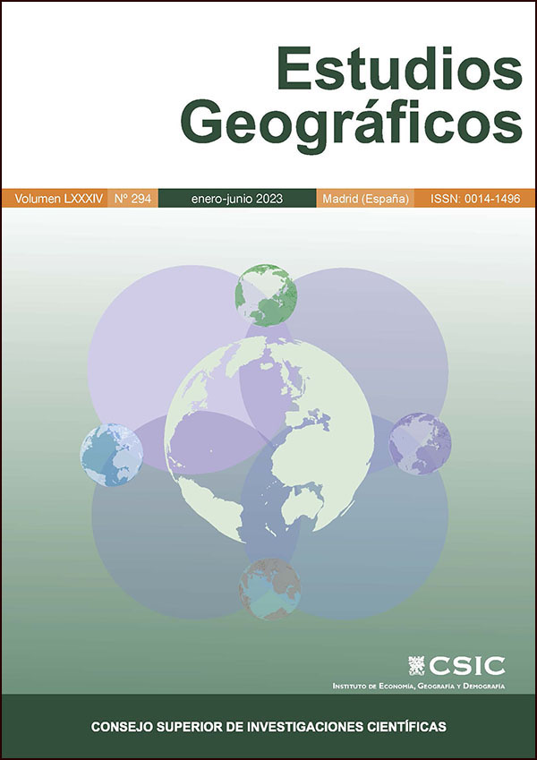 La revista "Estudios Geográficos" publica el Vol. 84 No. 294 (2023)