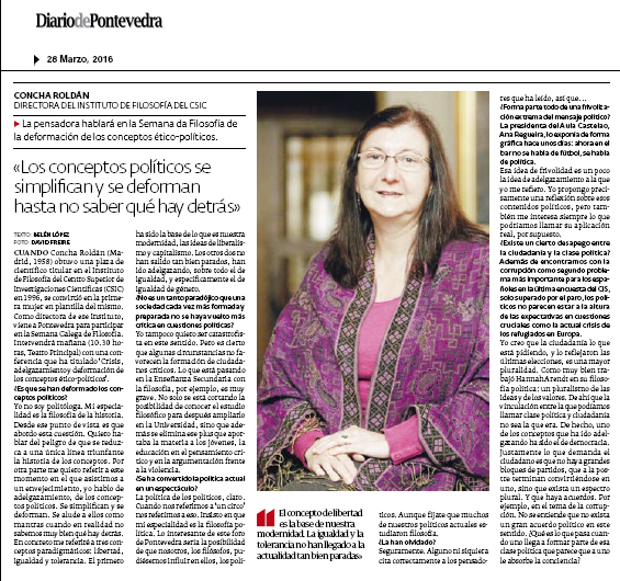 Entrevista a Concha Roldán, directora del Instituto de Filosofía