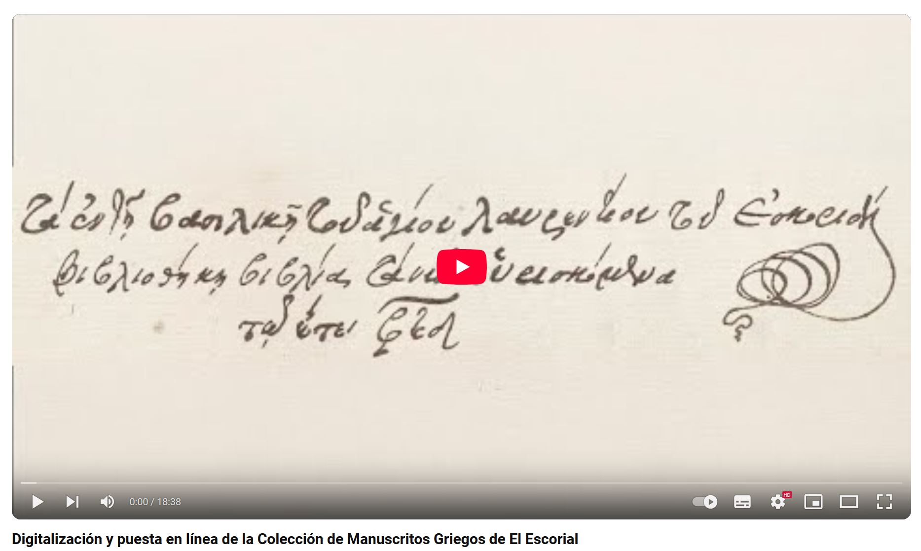 El Proyecto DIGITESC lanza video explicativo sobre la digitalización de los Manuscritos Griegos de El Escorial 