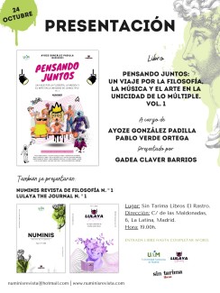 presentación del libro 'Pensando juntos: un viaje por la filosofía, la música y el arte en la unicidad de lo múltiple',