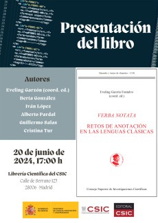 Presentación del libro «'Verba Nonata'. Retos de anotación en las lenguas clásicas»