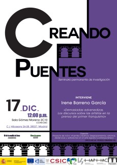 Seminario Permanente «Creando Puentes»: "Demasiadas advenedizas. Los discursos sobre las artistas en la prensa del primer franquismo"