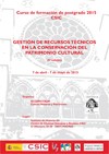 Curso de posgrado: "Gestión de recursos técnicos en la conservación del Patrimonio Cultural" (5ª Ed.)