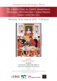 Seminario Ciencia, Tecnología y  Género: "Del cuerpo-signo al cuerpo-abandonado. Ontología, epistemología y subalternidad"