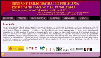 Género y Exilio Teatral republicano: entre la Tradición y la Vanguardia. Terceras Jornadas sobre el Exilio Teatral Republicano de 1939