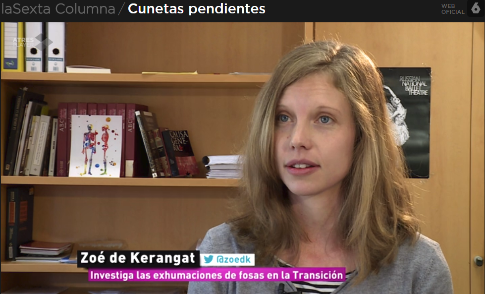 Zoé de Kerangat (ILLA) habla sobre las exhumaciones de las fosas durante la Transición, en el reportaje de investigación de La Sexta 'Cunetas pendientes'